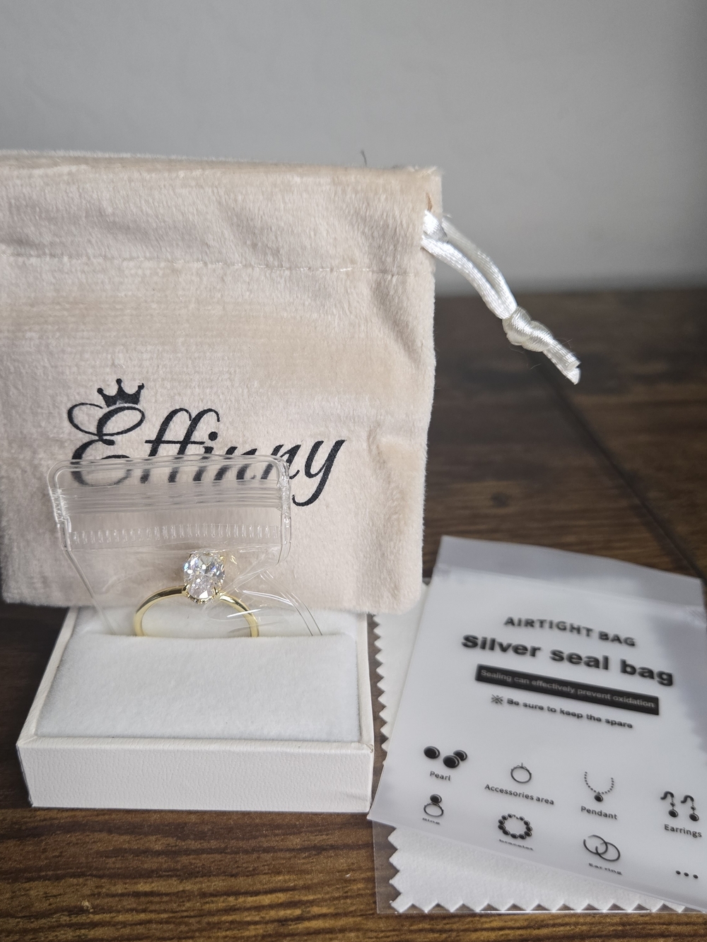Gold Solitaire Cubic Zirconia Ring - Clear